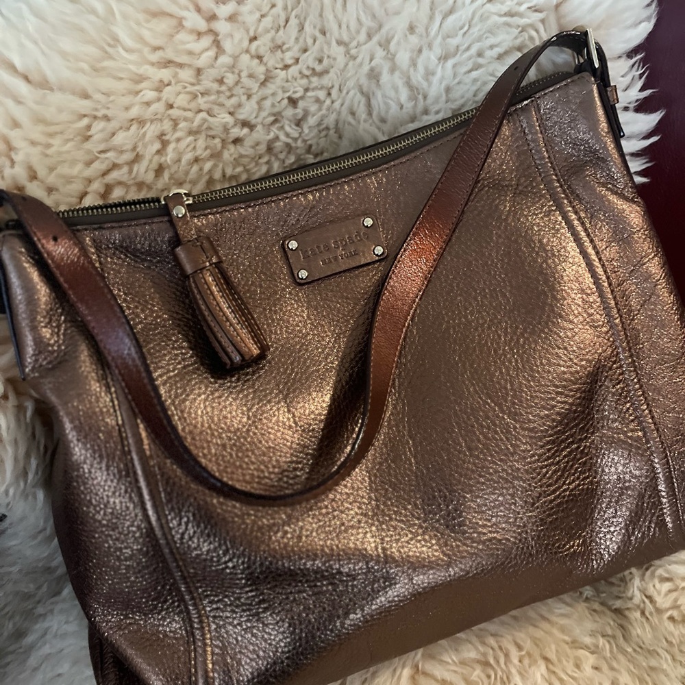 kate spade Metallic Bronze Leather Shoulder Bag